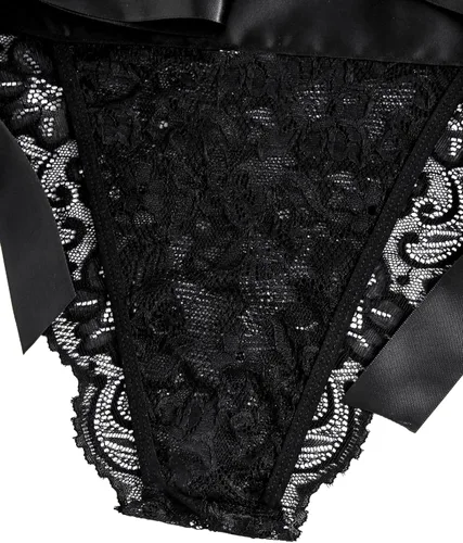 Vista 6 de SweatyRocks Conjunto de lencería de malla con encaje floral y ribete festoneado para mujer
