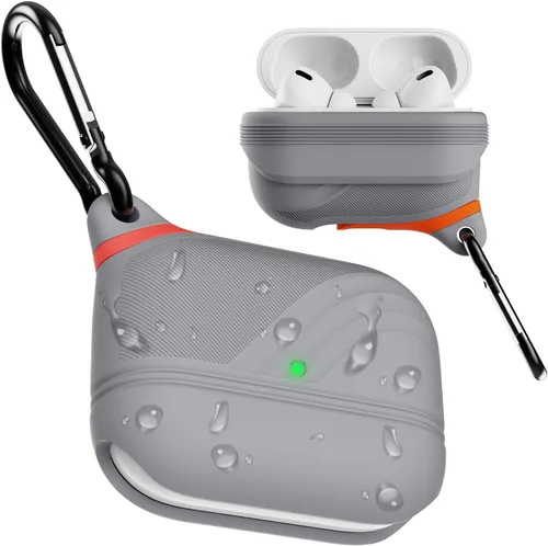 Vista 8 de Funda para AirPods Pro, funda de silicona impermeable para AirPods Pro 2, protección impermeable, portátil, para USB-C/inalámbrico, antipérdida, una