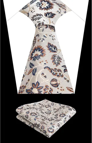 Vista 152 de Alizeal Mens 3.15inches Leaf Flower Pattern Tie with Floral Pocket Square Set