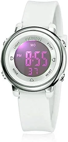 Vista 2 de Relojes digitales para mujer, pantalla LED, correa de silicona, reloj militar, multifunción, impermeable, alarma, cronómetro, retroiluminación LED