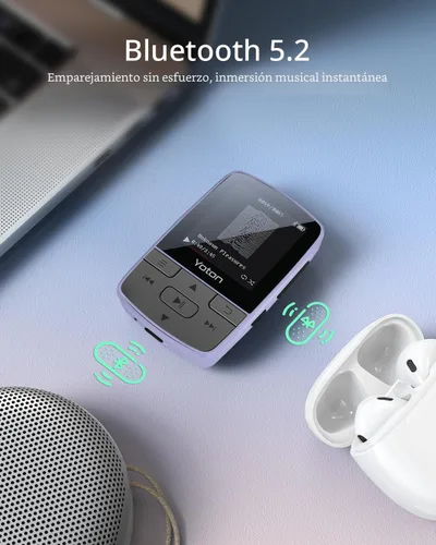 Vista 4 de Yoton Reproductor de MP3 con Bluetooth, máximo 64 GB, HiFi, púrpura
