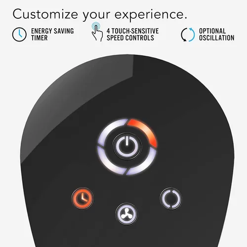 Vista 3 de Vornado Ventilador de torre oscilante OSCR37 AE y circulador de aire, funciona con Alexa, toda la habitación, negro, un dispositivo certificado