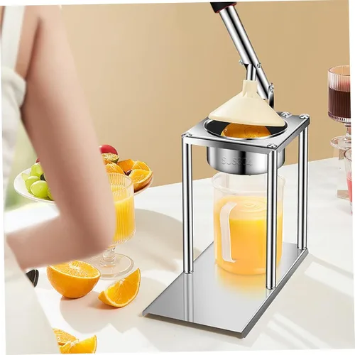 Vista 5 de Exprimidor manual, exprimidor manual, prensa manual de acero inoxidable 304, extractor de jugos eficiente con taza medidora de 10.1 fl oz