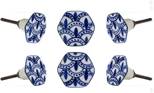 Vista 7 de TRINCA-FERRO Juego de 6 pomos de puerta interiores/exteriores para cajón, cajones de aparador, pomos decorativos de cerámica modernos para cocina