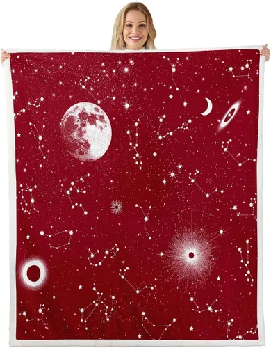 Vista 12 de Erosebridal Galaxy Fleece Blanket 40x50 Constellation Fuzzy Plush Throw for Sofa Couch Black Nebula Stars Sherpa Blanket Outer Space Starry Sky