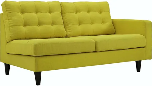 Vista 59 de Sofá esquinero Modway Empress, estilo de mediados de siglo, tapizado de tela en avena, Tela, Celeste
