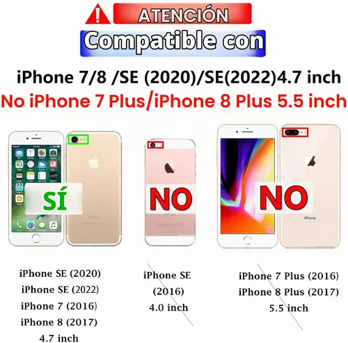 Vista 2 de Funda para iPhone SE 2022 (3ª)/2020 (2ª)/iPhone 7/8, con protector de pantalla, [prueba de caídas de grado militar], resistente, resistente, a Negro