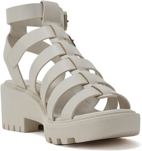 Vista 4 de Soda "Rebirth" Sandalias de tacón bajo con hebilla de velcro para mujer, con puntera abierta, con múltiples correas