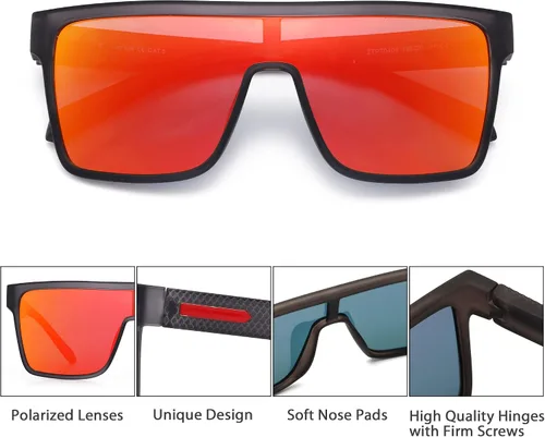 Vista 3 de GLINDAR Gafas de sol polarizadas para hombre, gafas deportivas cuadradas de gran