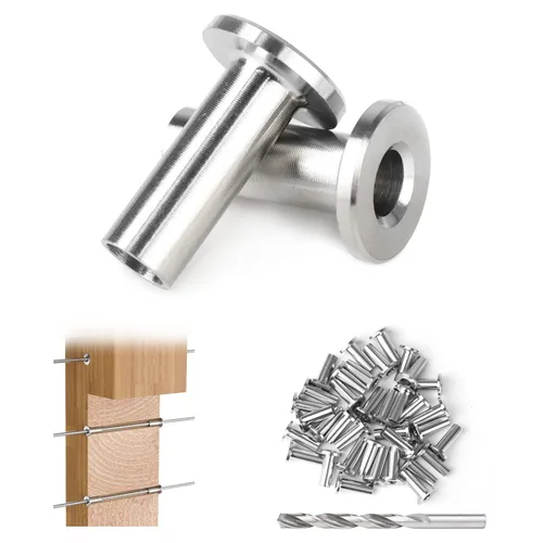 Vista 4 de Muzata Paquete de 50 fundas protectoras de acero inoxidable T316 de 1/8 pulgadas, 5/32 pulgadas, 3/16 pulgadas, para postes de madera, CR88 Deck