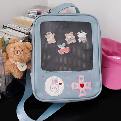 Vista 4 de Eien Kaliforua Ita Bag - Bolsa de 3 vías para mujer, diseño de consola de juegos, mochila Kawaii de dibujos animados