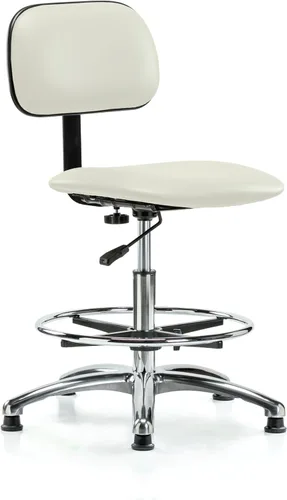 Vista 12 de Perch - Silla de laboratorio cromada con respaldo ajustable, altura del escritorio de 17 a 22 pulgadas, tela negra