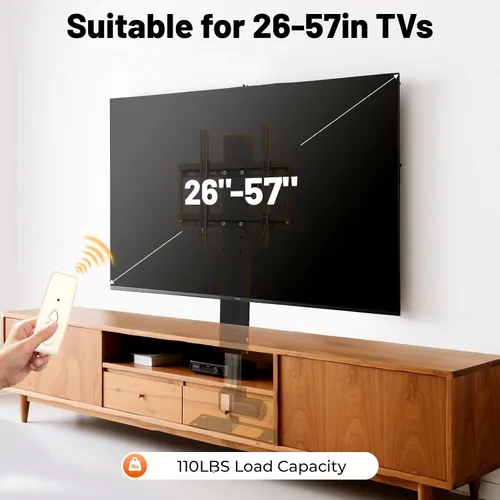 Vista 2 de Soporte de TV motorizado para 26 a 57 pulgadas, soporte de televisión de elevación vertical con control remoto, soporte de TV de elevación