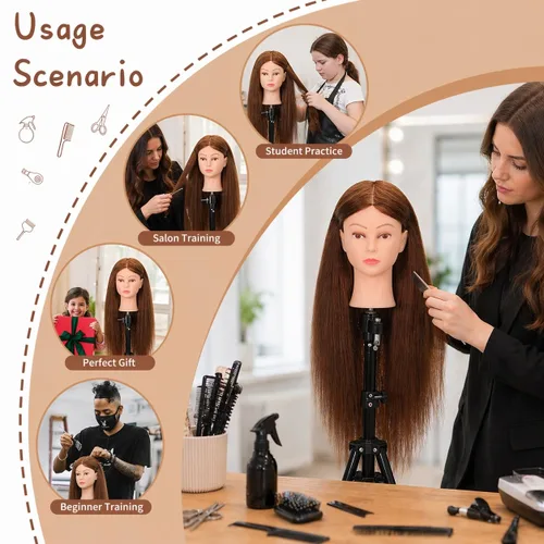 Vista 6 de Cabeza de maniquí de cabello 100% humano de 22-24 pulgadas