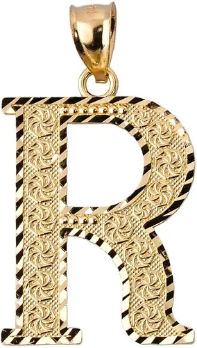 Vista 4 de Colgante personalizado de oro amarillo de 10 quilates con letras iniciales A-Z