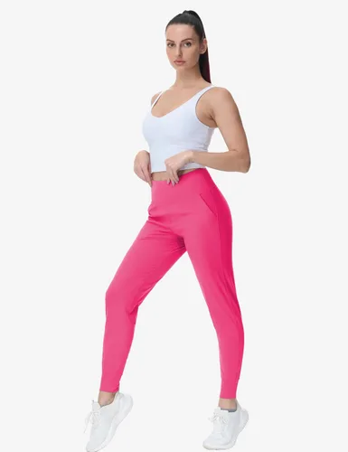 Vista 5 de Dragon Fit Pantalones deportivos para mujer con bolsillos, cintura alta, entrenamiento, yoga, pantalones de chándal cónicos, pantalones de descanso
