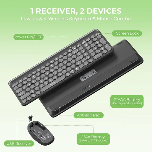 Vista 5 de seenda Teclado y mouse Bluetooth para iPad, CTU-301 conexión inalámbrica multidispositivo Bluetooth+teclado 2.4G Combo con soporte para tableta