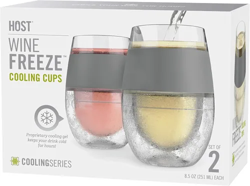 Vista 13 de Host Set de Tazas para Vino Congelables de 2 - Tazas de Plástico de Doble Pared Aisladas para Enfriar Vino con Gel Congelable, Vasos de Vino