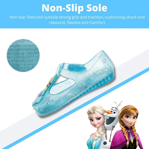 Vista 4 de Disney Frozen Elsa Minnie Mouse - Sandalias de gelatina para niñas zapatos planos Mary Jane para niños disfraz de princesa de personaje de bebé