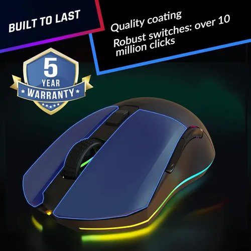 Vista 6 de KLIM Blaze Pro - Mouse inalámbrico recargable para juegos con base de carga RGB sensor de alta precisión y batería de larga duración hasta 6000