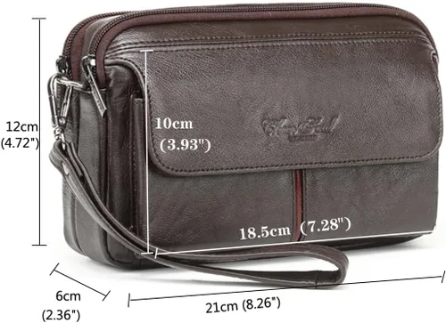 Vista 2 de KPYWZER Bolso de mano de cuero para hombre