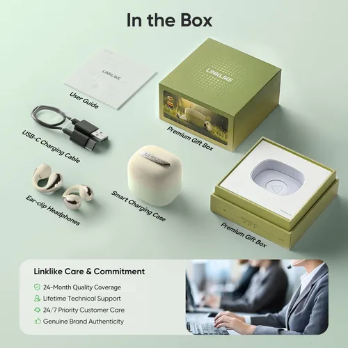 Vista 7 de Linklike Auriculares con clip de próxima generación 2026 para amantes de la música durante todo el día, sintonizados para vibraciones rítmicas