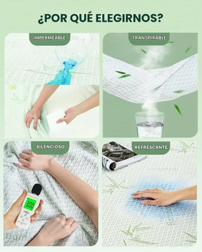 Vista 4 de Protector de colchón impermeable 15% viscosa de bambú Cooling Twin