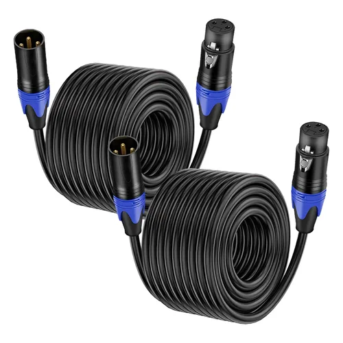 Vista 10 de Paquete de 2 cables XLR macho a hembra de 10 pies, cable de micrófono profesional equilibrado, cobre puro y blindaje dual, compatible