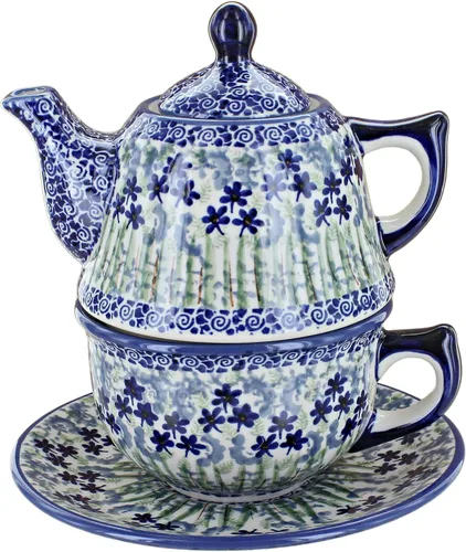 Vista 4 de Blue Rose Polish Pottery Blue Butterfly Tea para uno