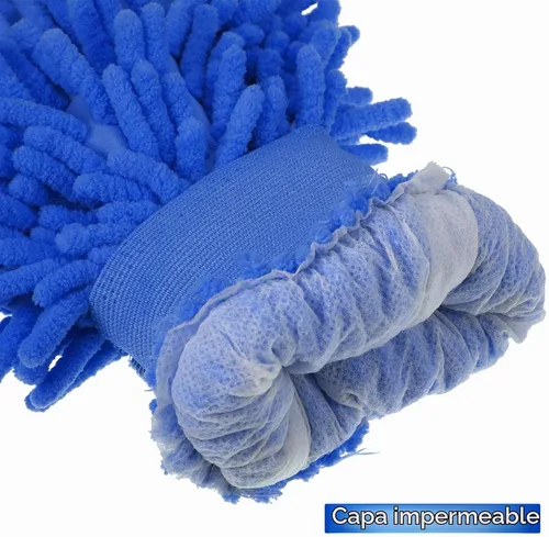 Vista 4 de BBTO 5 manoplas de microfibra de chenilla para lavado de auto, guantes absorbentes de doble cara, guantes de secado de microfibra sin remolinos Azul