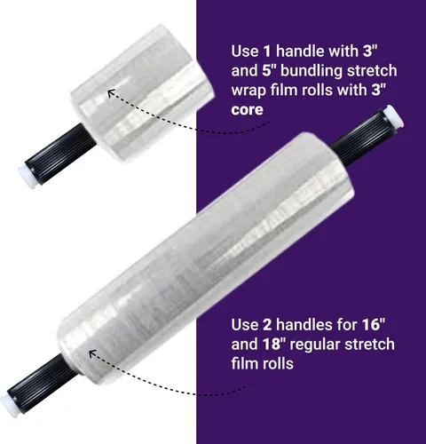 Vista 4 de IDL Packaging W-731 Dispensador de envoltura elástica para rollos de película miniatura de tamaño de núcleo de 3 pulgadas, mango ligero