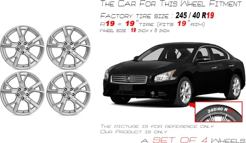 Vista 2 de Juego de 4 nuevas llantas de aleación de plata 19x8 Hyper para 2012 2013 2014 Nissan Maxima OEM diseño llanta de repuesto