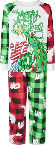 Vista 3 de WakeUple Pijamas de Navidad para la familia, conjuntos de pijamas de Navidad a juego 2023 a 2024, pijamas familiares de Navidad