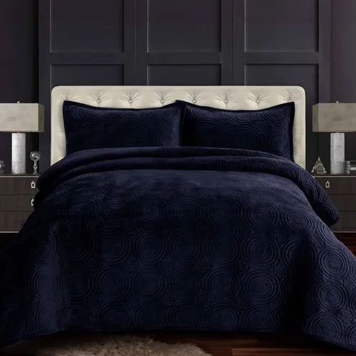 Vista 5 de Tribeca Living Juego de edredón de terciopelo de gran tamaño individual, ropa de cama de terciopelo suave de 260 GSM para una comodidad lujosa, Negro
