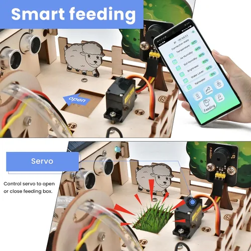 Vista 6 de KEYESTUDIO Kit de inicio inteligente de granja de control IoT para Arduino ESP32, kit de programación electrónica compatible con tutoriales en línea