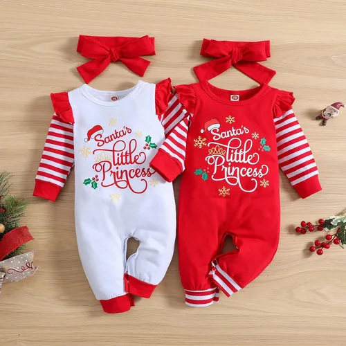Vista 6 de BOUTIKOME Traje de Navidad para bebé niña disfraz de Papá Noel y princesa con volantes y manga larga para recién nacido