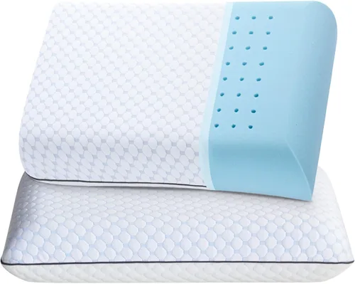 Vista 7 de Almohada de espuma viscoelástica, almohada de cama ventilada estándar con funda lavable, refrescante, ortopédica, soporte de cuello y hombros