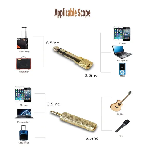 Vista 5 de SUNYIN Cable de amplificador de guitarra de 20 pies con adaptador, guitarra eléctrica a amplificador, estéreo de 0.138 in y 0.256 in, 4 púas