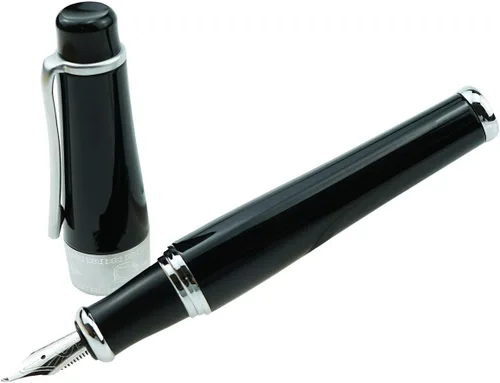 Vista 6 de Asvine Charlie Chaplin - Pluma negra conmemorativa Fude de caligrafía china, pluma estilográfica negra de punta doblada fina a ancha por Duke