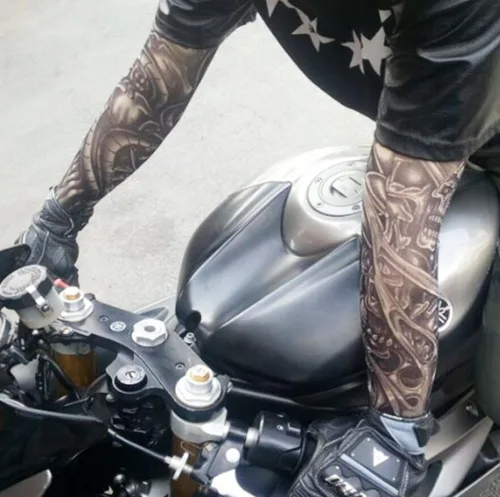 Vista 4 de Fantástico Me Tatuaje Temporal Brazo Mangas de Protector Solar Mangas Brazo Medias Para Montar Pesca Conducción, 5 unidades oscuras
