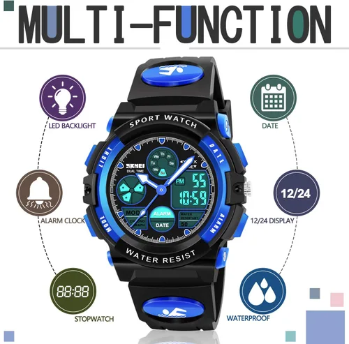 Vista 3 de ATIMO - Reloj infantil LED multifuncional e impermeable, regalos para niños