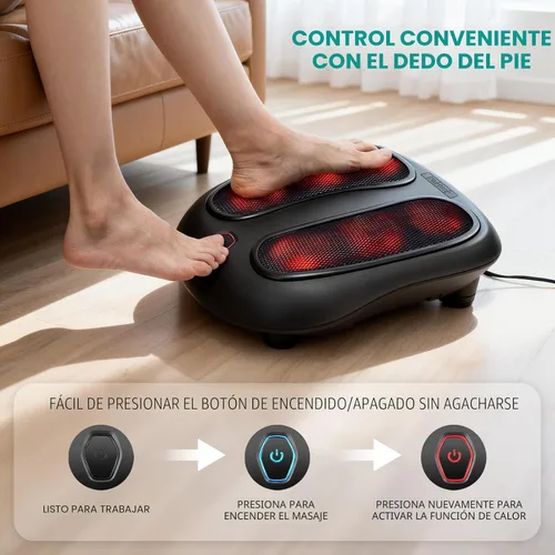 Vista 4 de Nekteck Masajeador de pies con calor, Máquina masajeadora de pies eléctrica Shiatsu con calor y amasado para neuropatía, fascitis plantar, masaje