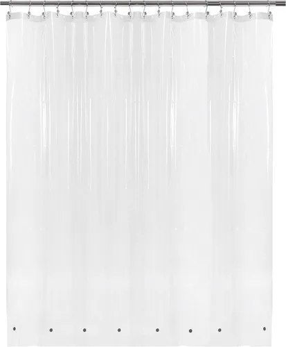 Vista 79 de Barossa Design - Forro de cortina estrecho de PEVA para ducha, con 3 imanes, impermeable, para cabina de baño pequeña, sin PVC, ojales metálicos