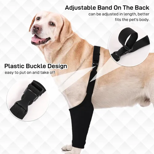 Vista 4 de Traje de recuperación para perros para piernas delanteras, mangas de recuperación para perros después de una cirugía con banda elástica, coderas
