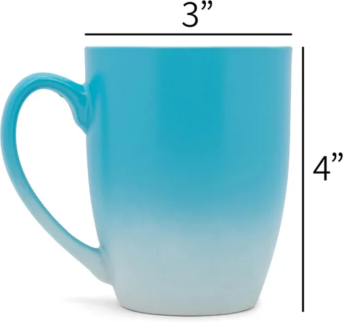 Vista 5 de Elanze Designs Juego de 4 tazas de café de cerámica de 12 onzas, color azul y blanco de dos tonos