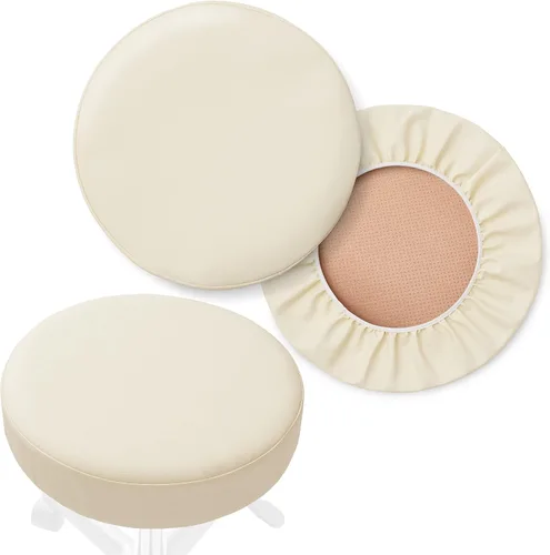 Vista 15 de Saloniture Paquete de 2 fundas redondas para asiento de taburete, funda impermeable de 13-1/2 pulgadas para silla giratoria o taburete de bar