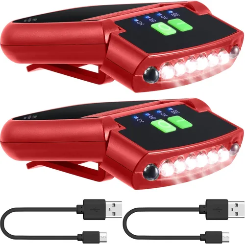 Vista 10 de Mudder Linterna LED con clip para gorra USB recargable, linterna impermeable ultra brillante para sombrero, linterna de cabeza para pesca