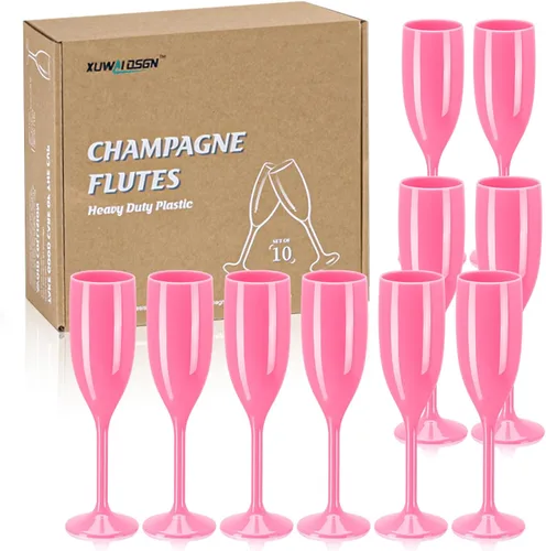 Vista 16 de XUWAIDSGN Copas de champán acrílicas, copas de champán para brindis de boda, copa de champán de plástico, reutilizable, irrompible, para despedida