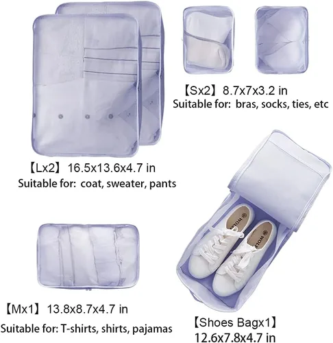 Vista 2 de Organizador para Maleta 6 Piezas Bolsa de Almacenamiento Maleta Viaje Caja de Almacenamiento Artículos de Artículos de Artículos Ropa Ropa Ropa