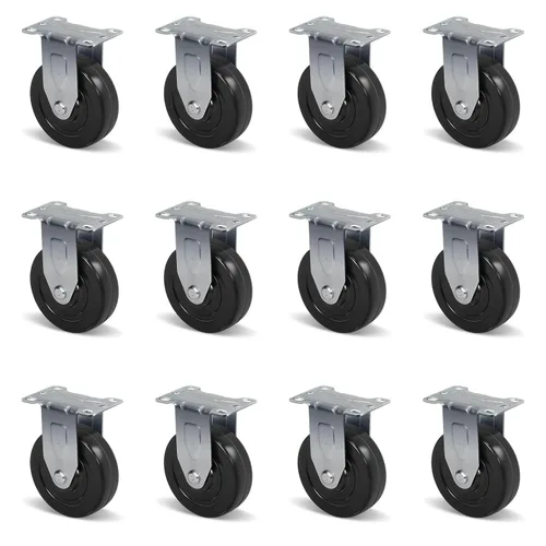 Vista 26 de Juego de 4 ruedas giratorias de 3 pulgadas, ruedas giratorias resistentes, ruedas de goma dura para muebles de camión de plataforma, carrito móvil